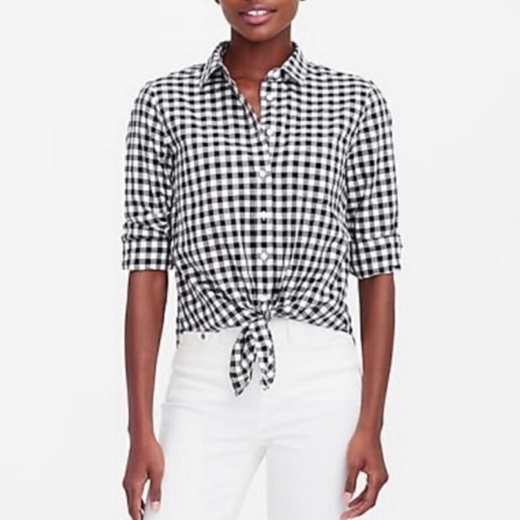 J. Crew Tops - 3/$25 J Crew | Gingham tie waist button down shirt